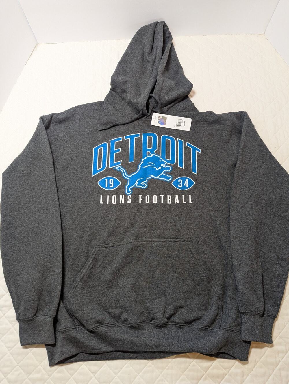 Detroit Lions Lg Gray Hoodie, Lg